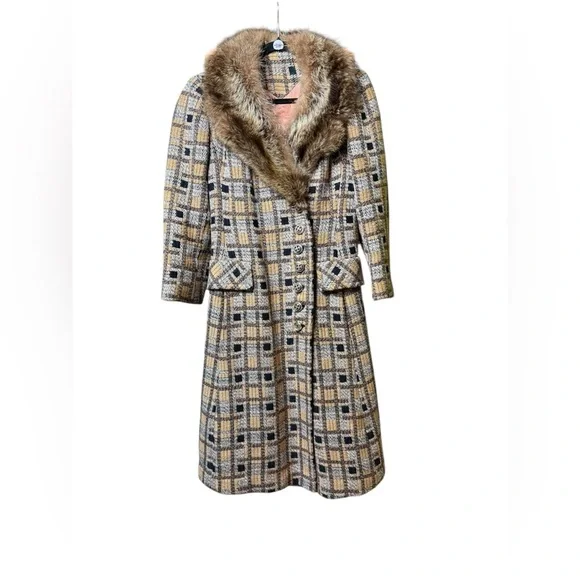 Vintage Tweed and Raccoon, Penny Lane fur coat, medium - Picture 3 of 10